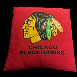 Chicago Blackhawks Push Red & Black NHL Hockey Decorative Pillow Man Cave 17”